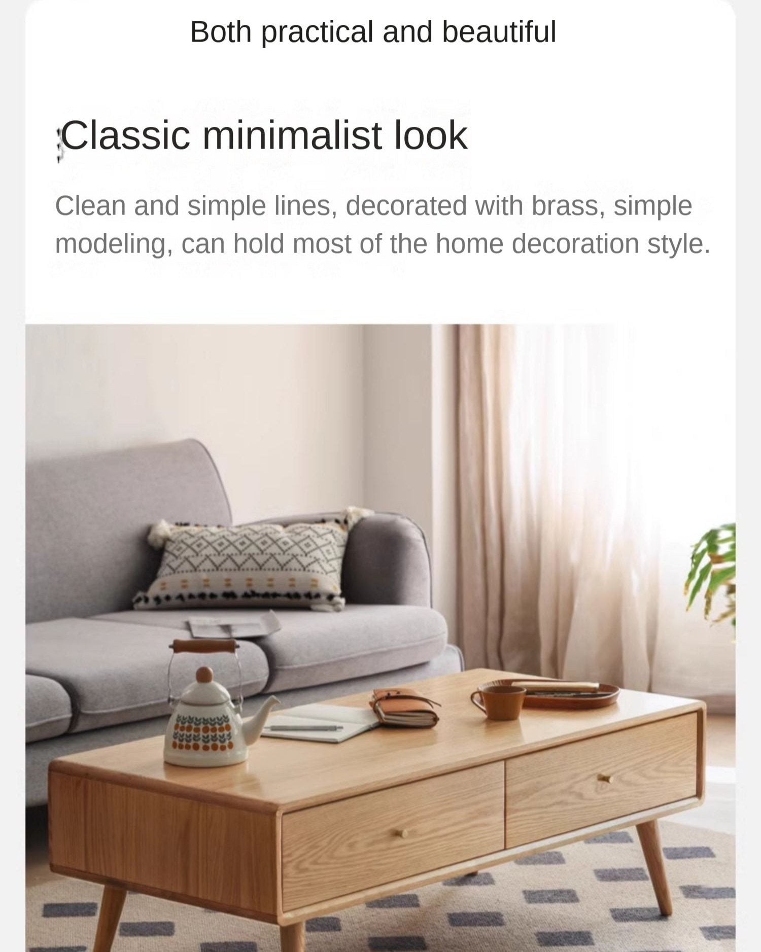 Oak, Ash Solid Wood Nordic Modern Coffee Table