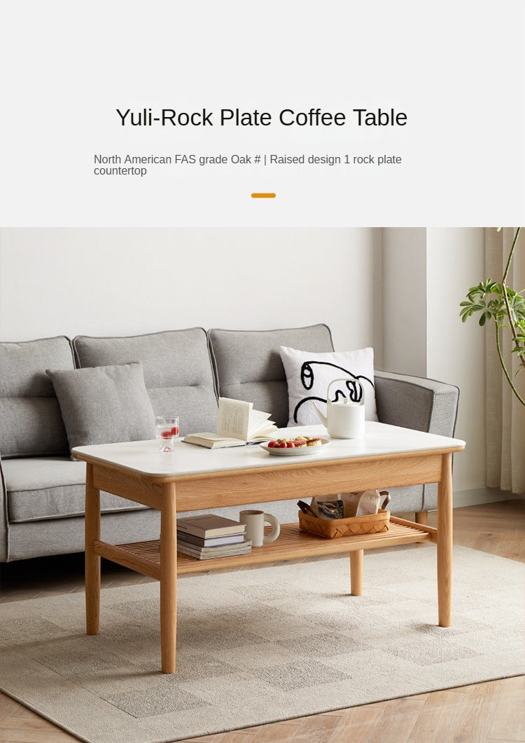 Oak Solid Wood Rock Plates Coffee Table