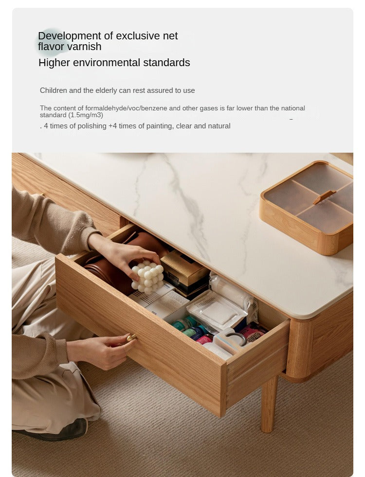 Oak Solid Wood Coffee Table Slate