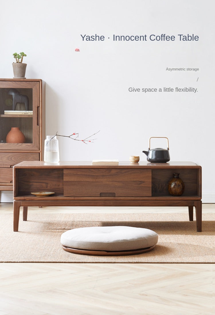 Black Walnut, Ash Solid Wood Modern Coffee Table