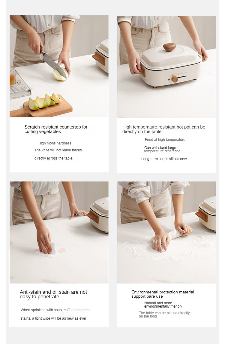 Ash Solid Wood Light Luxury Rock Plate Coffee Table