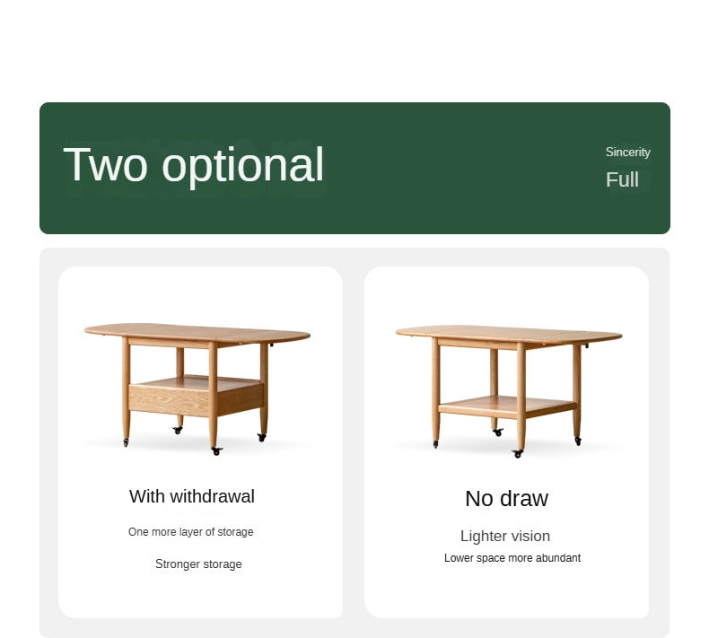 Oak, Beech Solid Wood Folding Mobile Coffee Table