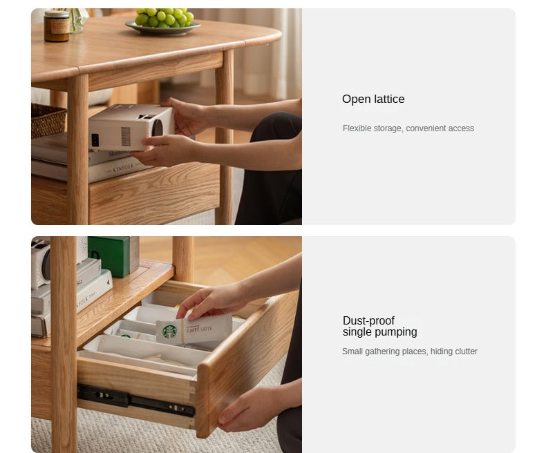 Oak, Beech Solid Wood Folding Mobile Coffee Table