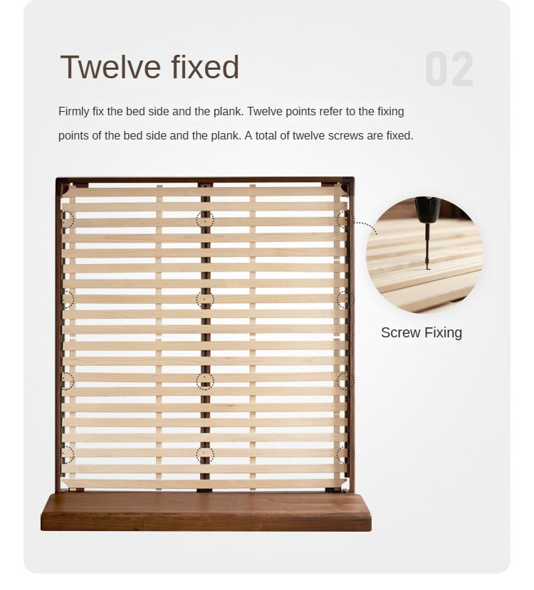 Black Walnut, Teak,Ash Solid Wood Bed Nordic Modern