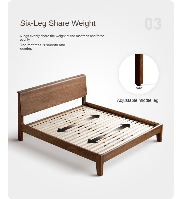 Black Walnut, Teak solid wood, Ach Solid Wood Bed Nordic Modern