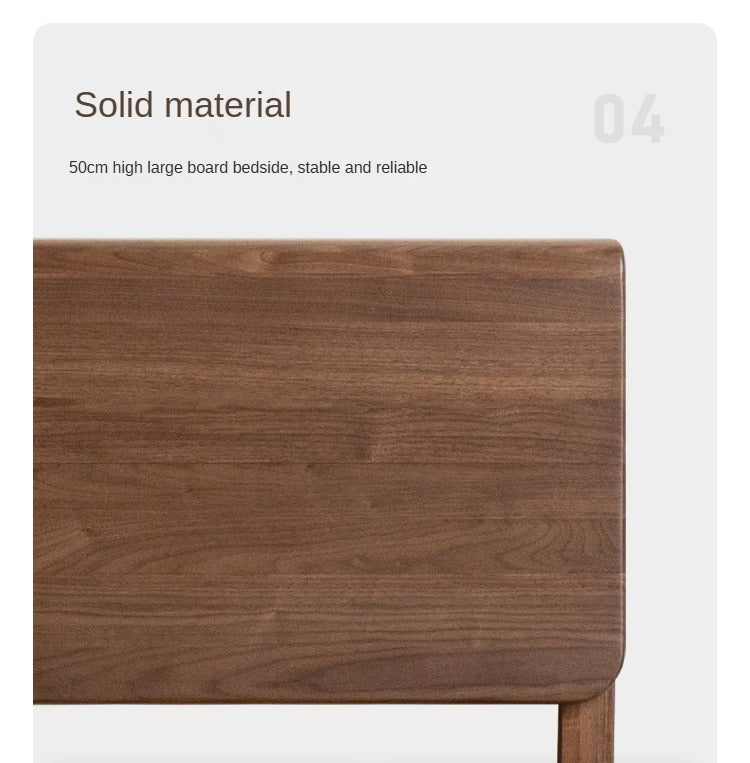 Black Walnut, Teak,Ash Solid Wood Bed Nordic Modern