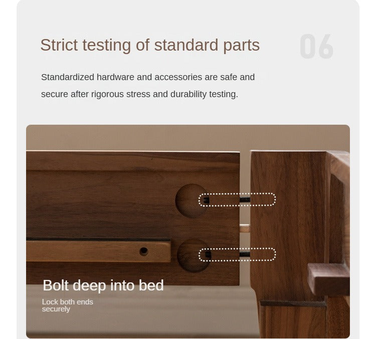Black Walnut, Teak,Ash Solid Wood Bed Nordic Modern