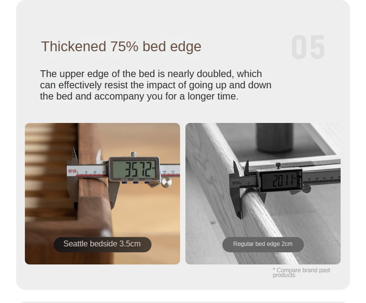 Black Walnut, Teak,Ash Solid Wood Bed Nordic Modern