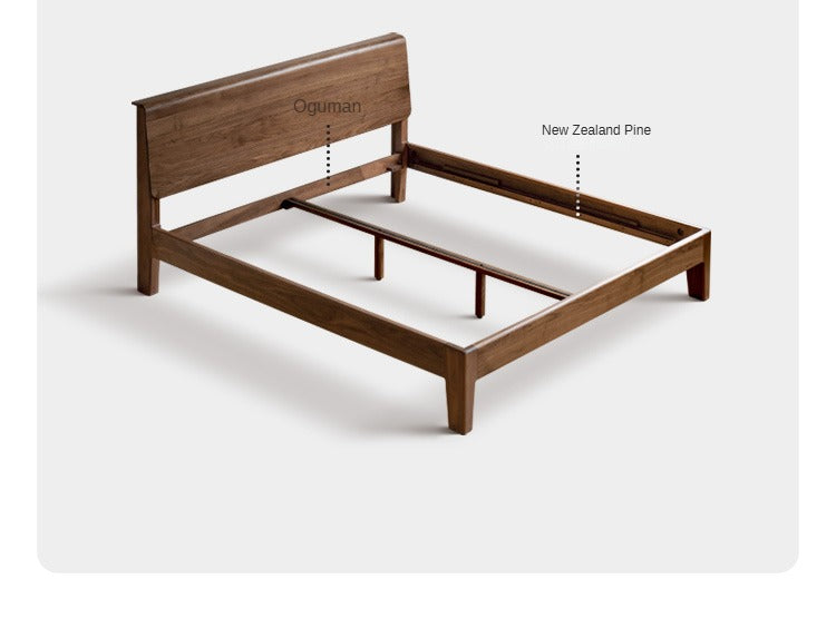 Black Walnut, Teak,Ash Solid Wood Bed Nordic Modern