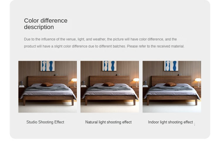 Black Walnut, Teak,Ash Solid Wood Bed Nordic Modern