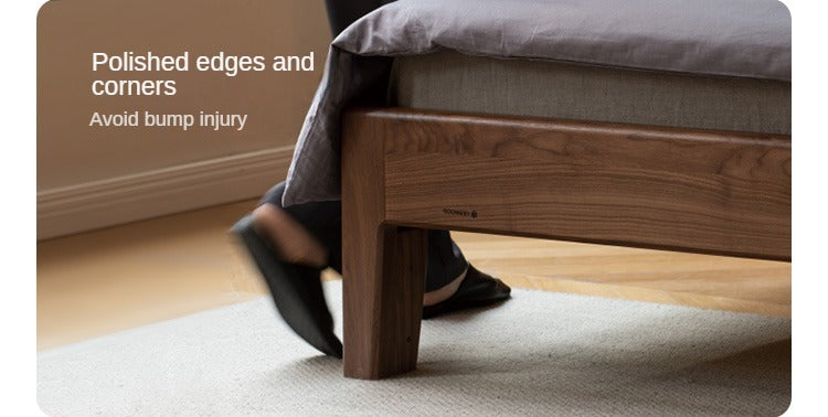 Black Walnut, Teak,Ash Solid Wood Bed Nordic Modern