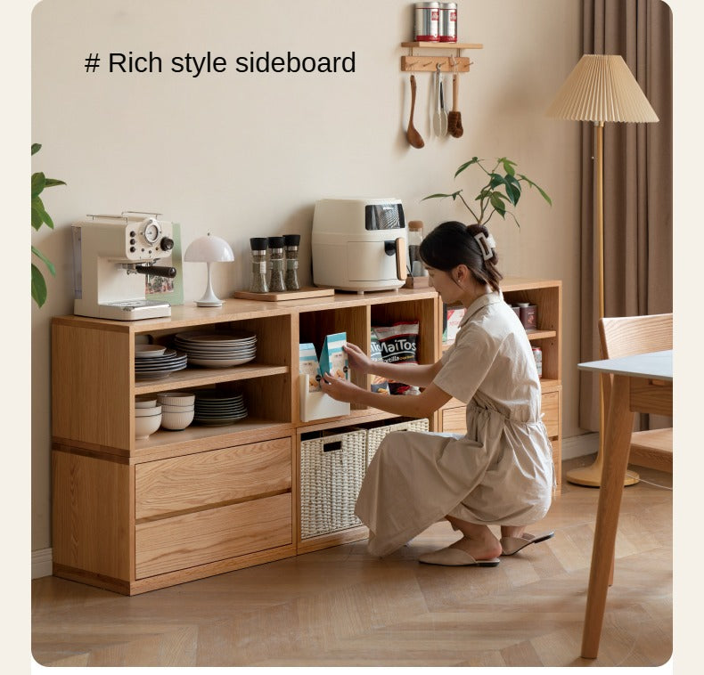 Oak, Ash Solid Wood TV Cabinet Modern Free Combination Storage Bookcases