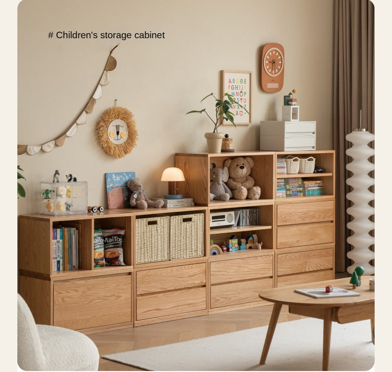 Oak, Ash Solid Wood TV Cabinet Modern Free Combination Storage Bookcases