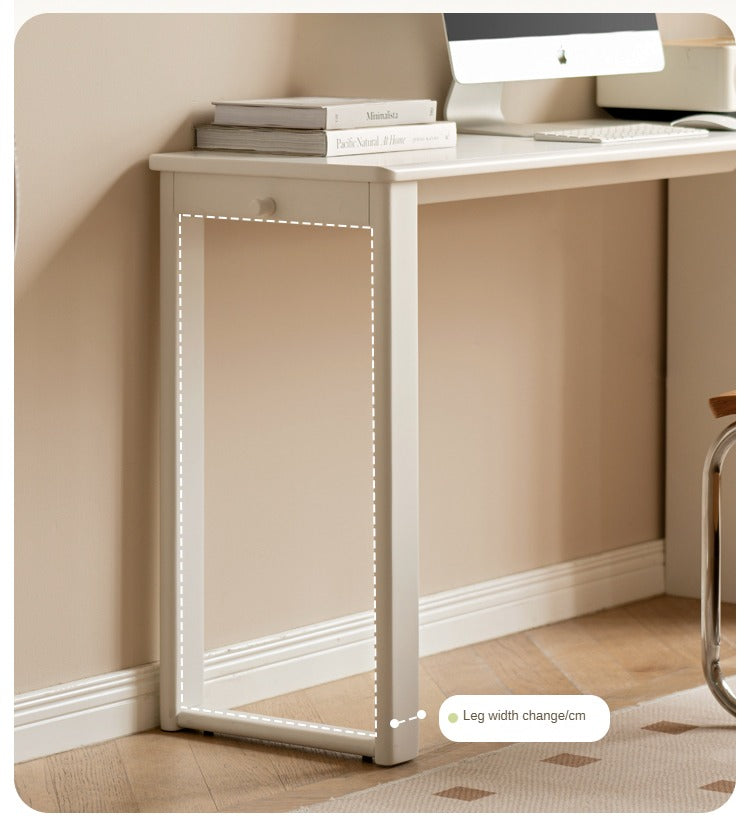 Solid RubberWood Cream Style Single-Leg Desk