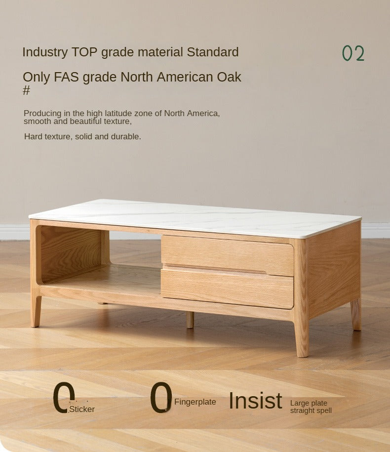 Oak, Solid Rubberwood Coffee Table Rock Slabs