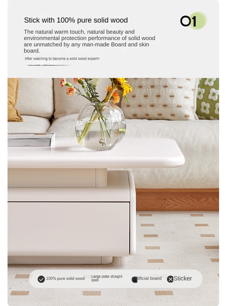 Poplar Solid Wood Cream Breeze Coffee Table