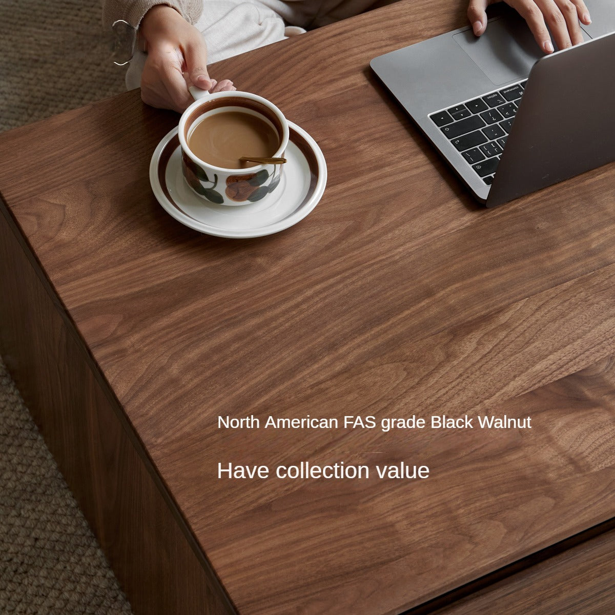 Black Walnut Solid Wood Coffee Table Modern Minimalist