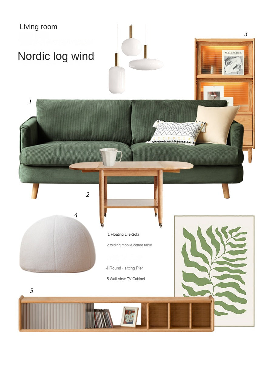 Velvet Retro Straight-row Sofa