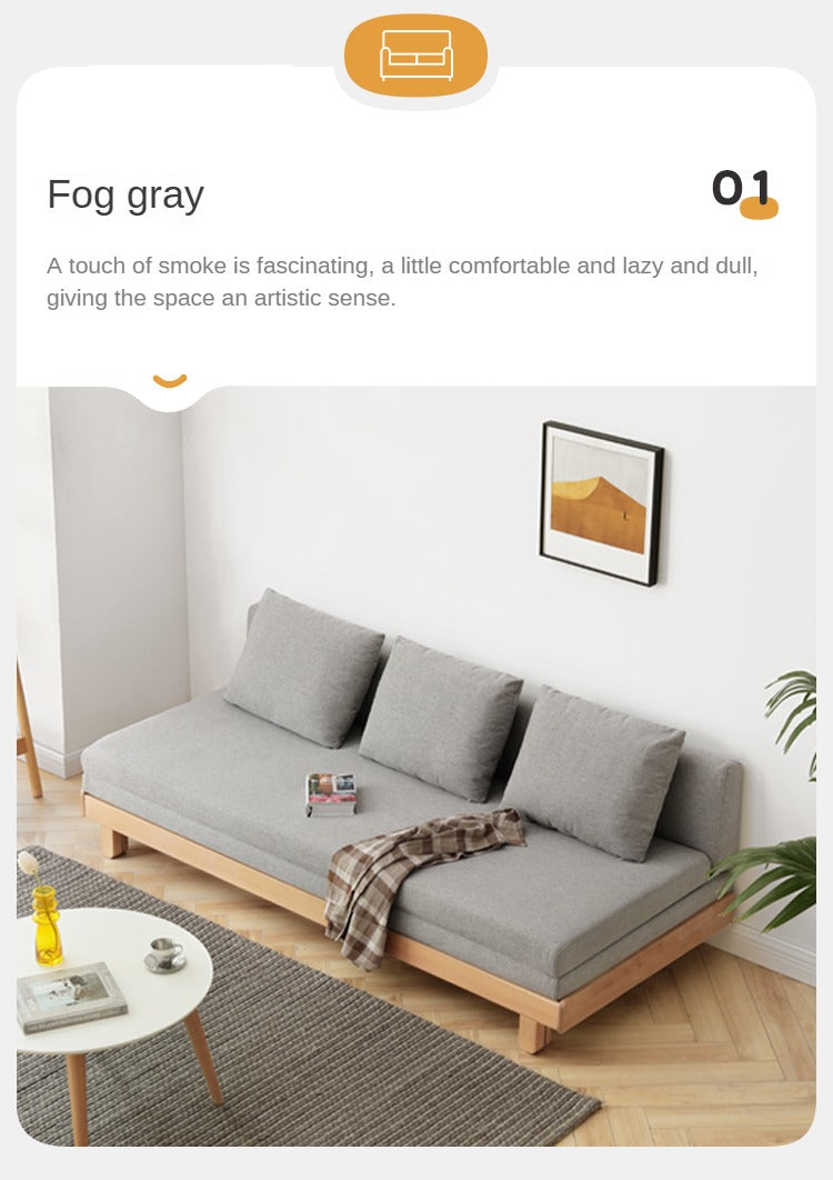 European Beech Solid Wood Sofa Bed Retractable Folding Bbed.