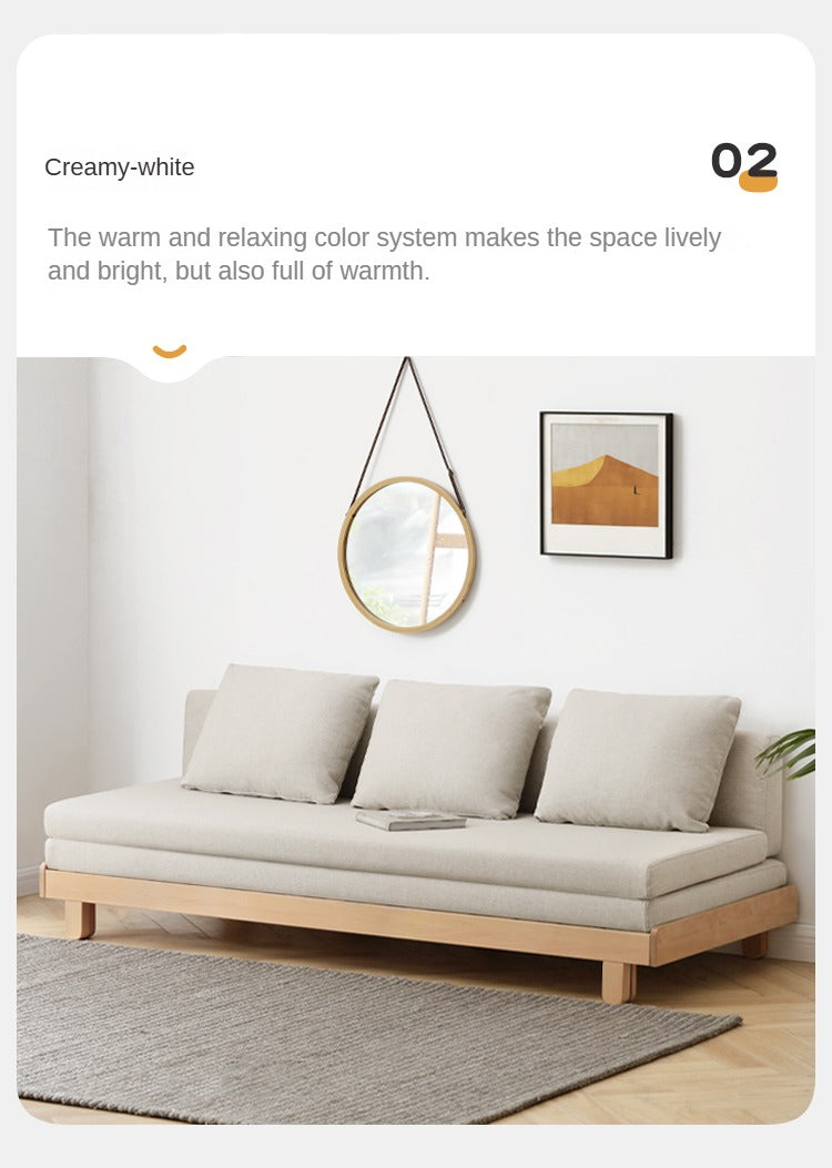European Beech Solid Wood Sofa Bed Retractable Folding Bbed.