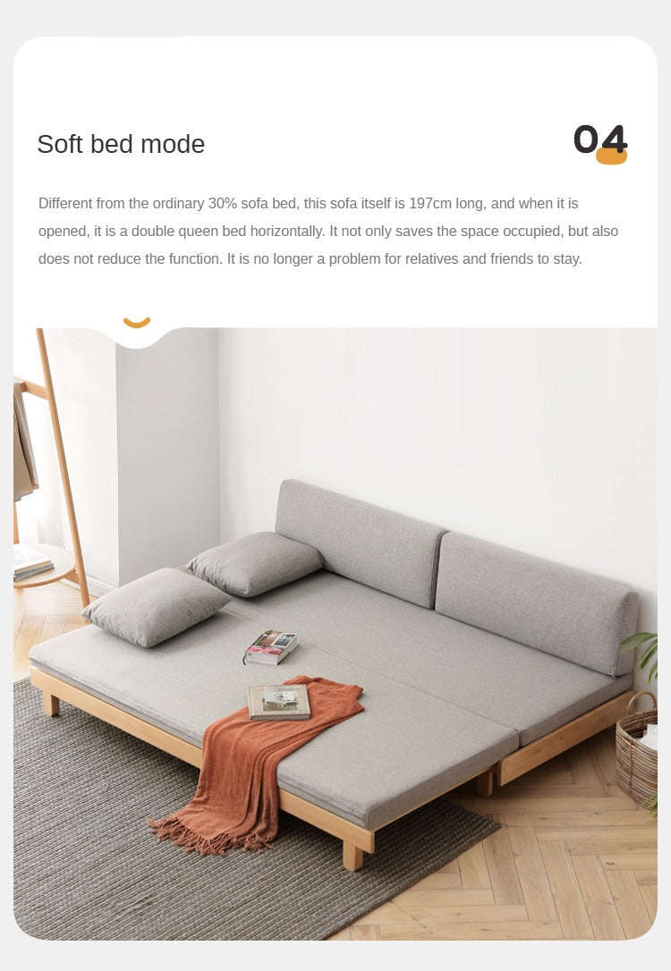 European Beech Solid Wood Sofa Bed Retractable Folding Bbed.