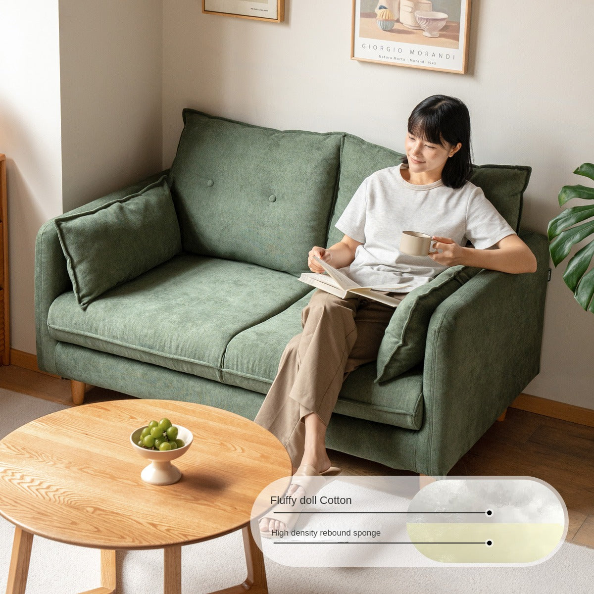 Fabric White Cream Style Sofa.