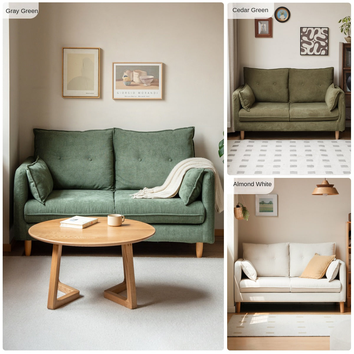 Fabric White Cream Style Sofa.