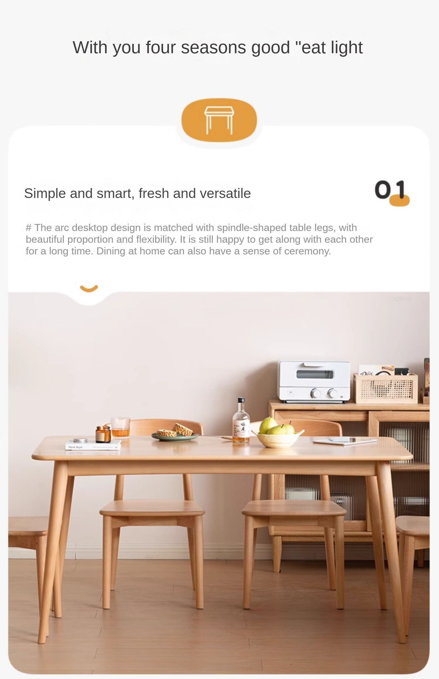 Beech Solid Wood Modern Dining Table