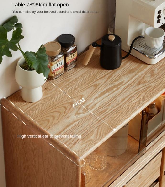 Oak Solid Wood, Solid RubberWood Dining Modern Sideboard