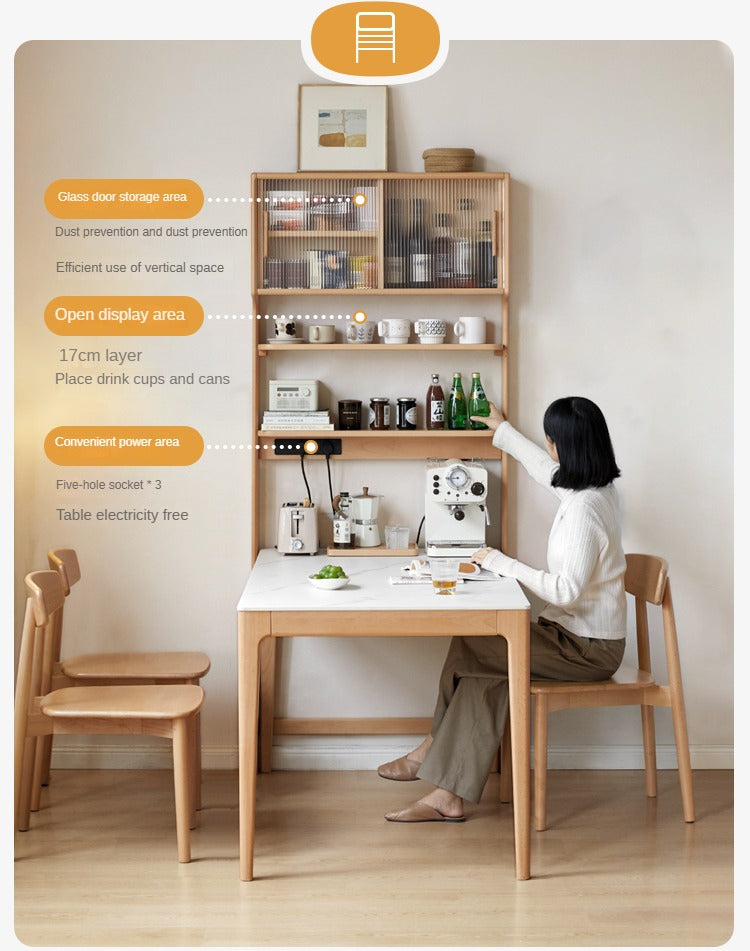 Beech Solid Wood Dining Sideboard Integrated Multifunctional Rack Household