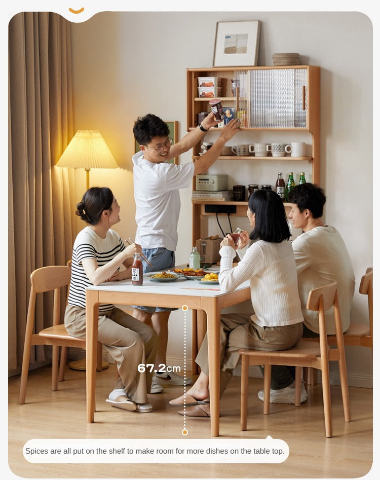 Beech Solid Wood Dining Sideboard Integrated Multifunctional Rack Household