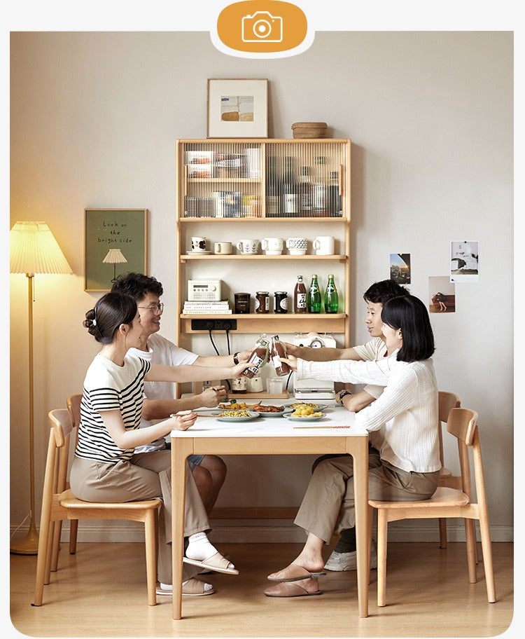 Beech Solid Wood Dining Sideboard Integrated Multifunctional Rack Household