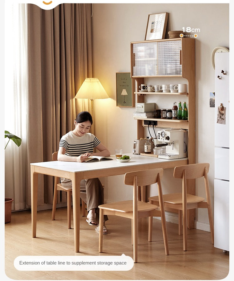 Beech Solid Wood Dining Sideboard Integrated Multifunctional Rack Household