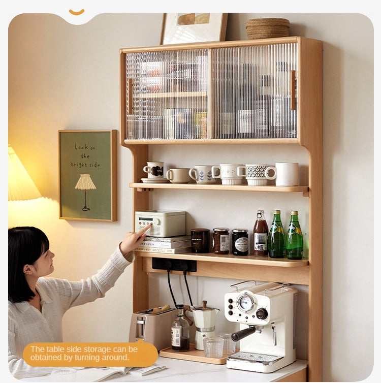 Beech Solid Wood Dining Sideboard Integrated Multifunctional Rack Household