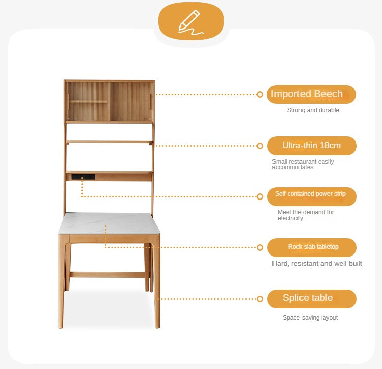 Beech Solid Wood Dining Sideboard Integrated Multifunctional Rack Household