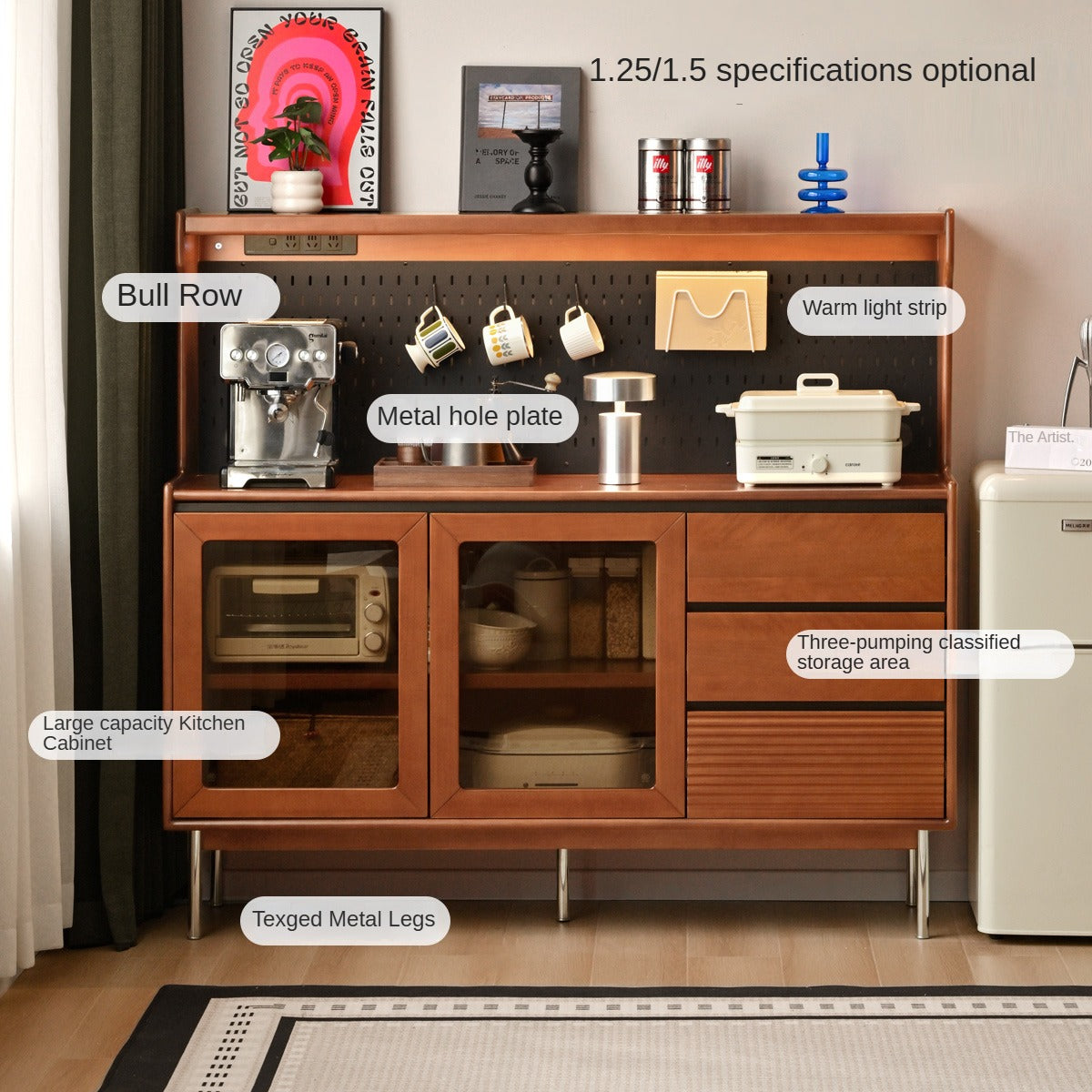 Poplar Solid Wood Retro Sideboard