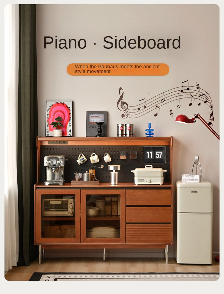 Tulipwood, Black Walnut Solid Wood Retro Sideboard