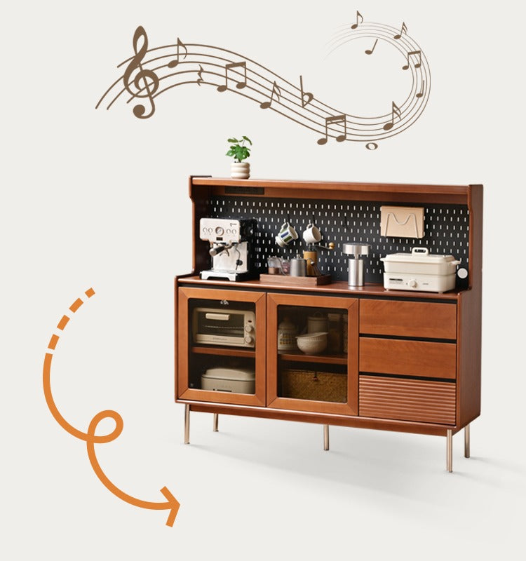 Tulipwood, Black Walnut Solid Wood Retro Sideboard