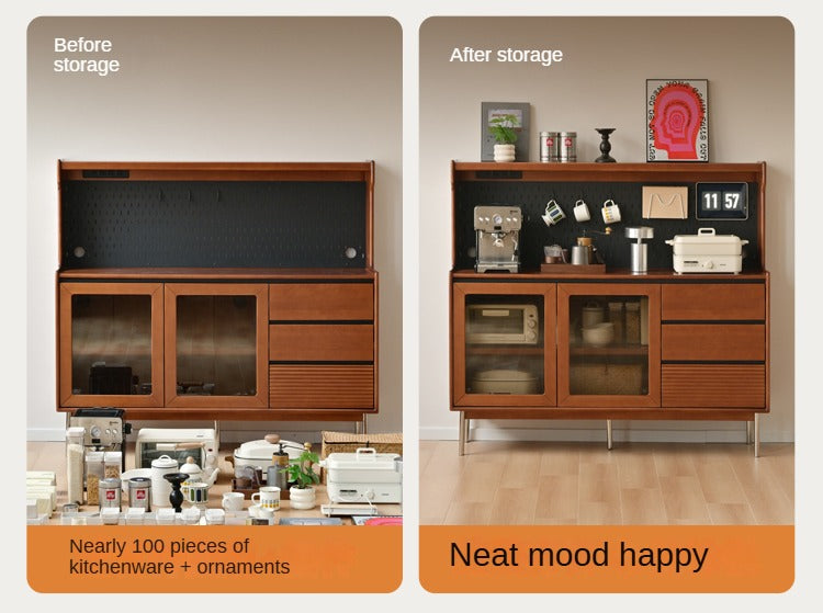 Tulipwood, Black Walnut Solid Wood Retro Sideboard