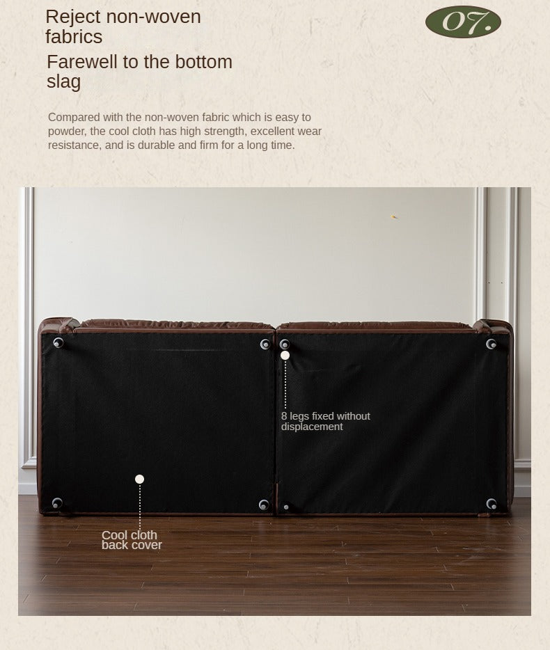 Leather Sofa American Retro Top Layer Cowhide Straight Sofa,