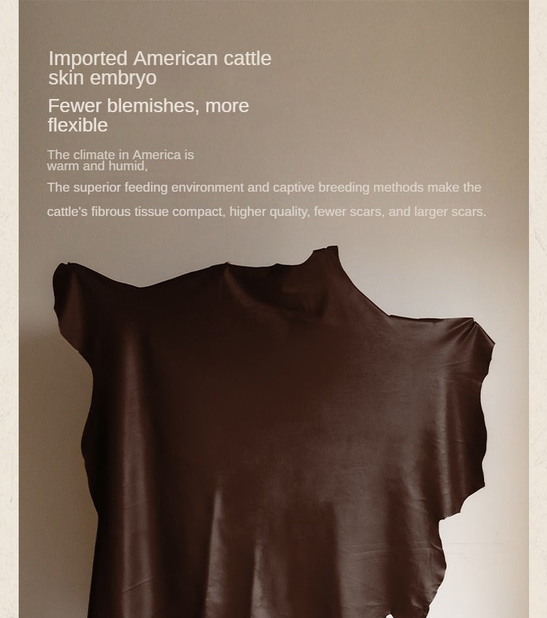 Leather Sofa American Retro Top Layer Cowhide Straight Sofa,