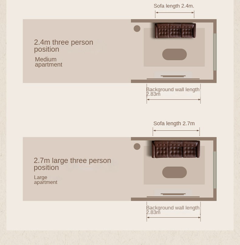 Leather Sofa American Retro Top Layer Cowhide Straight Sofa,