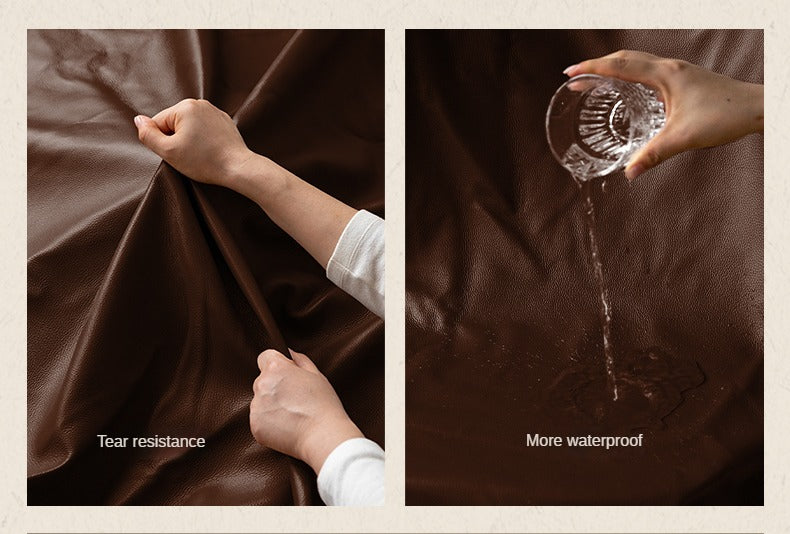 Leather Sofa American Retro Top Layer Cowhide Straight Sofa,