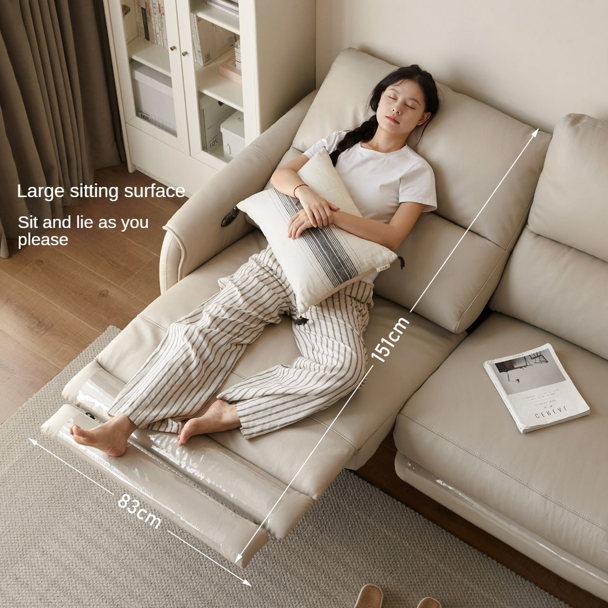 Leather Sofa Multifunctional Telescopic Electric Sofa.