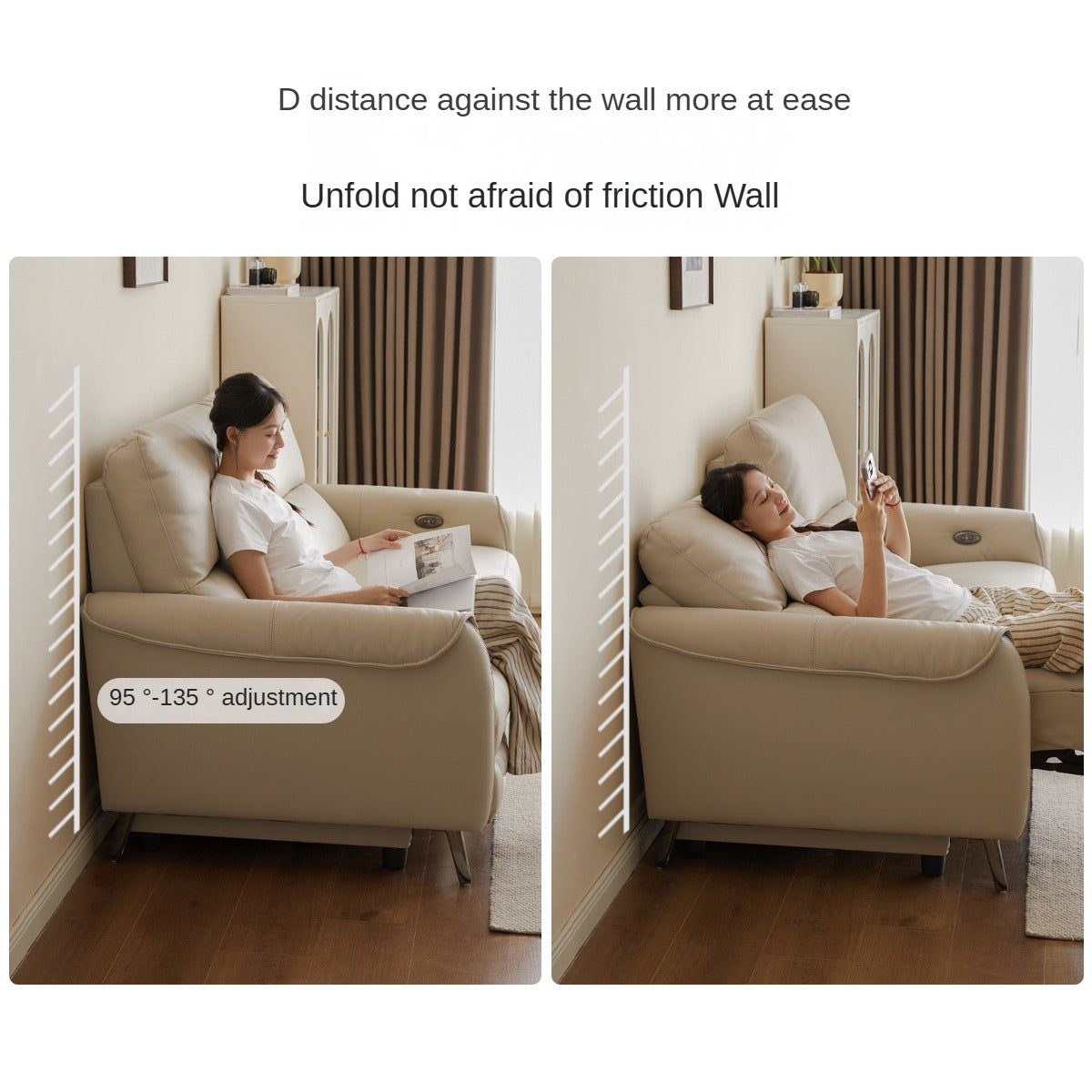 Genuine Leather Sofa Multifunctional Telescopic Electric Sofa.