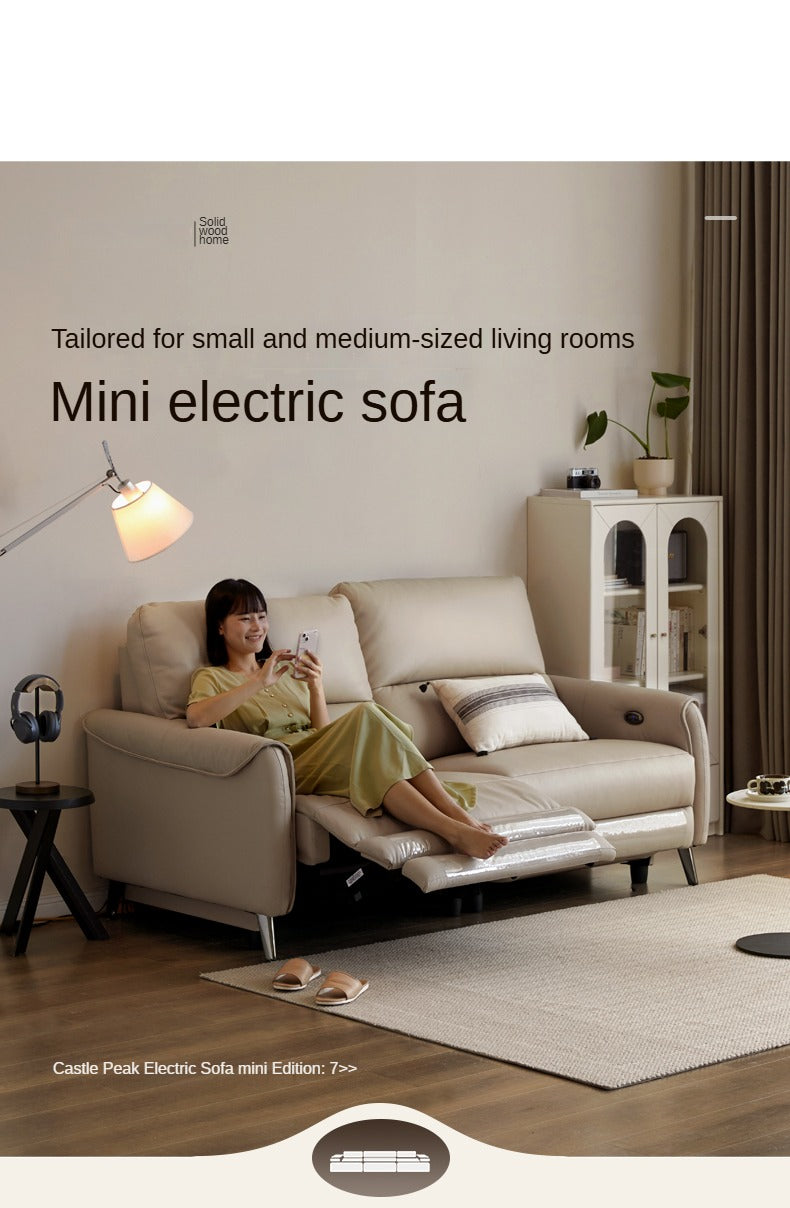 Genuine Leather Sofa Multifunctional Telescopic Electric Sofa.