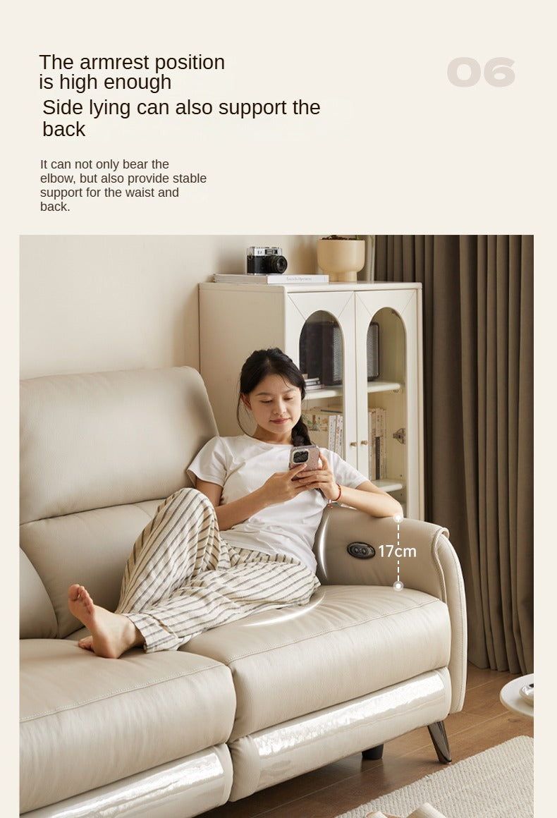 Genuine Leather Sofa Multifunctional Telescopic Electric Sofa.