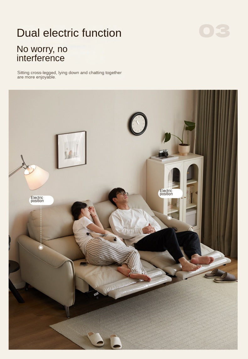 Leather Sofa Multifunctional Telescopic Electric Sofa.