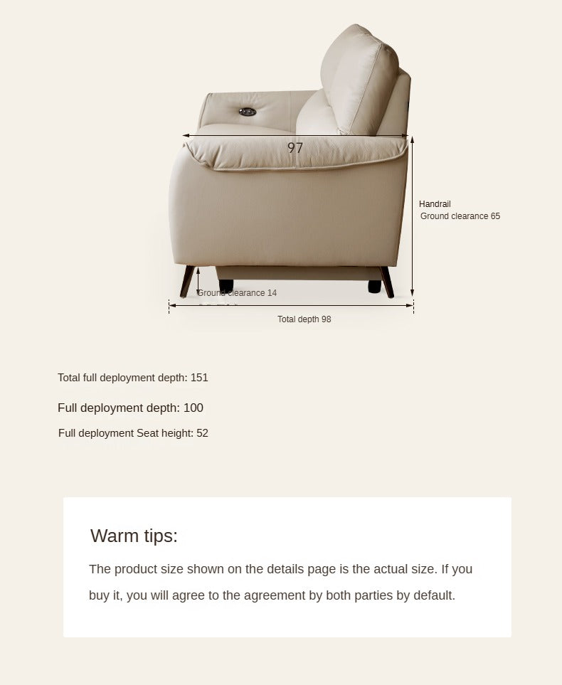 Genuine Leather Sofa Multifunctional Telescopic Electric Sofa.