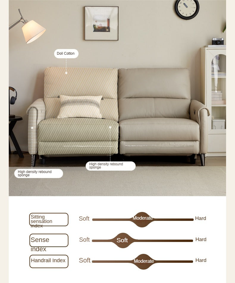 Genuine Leather Sofa Multifunctional Telescopic Electric Sofa.